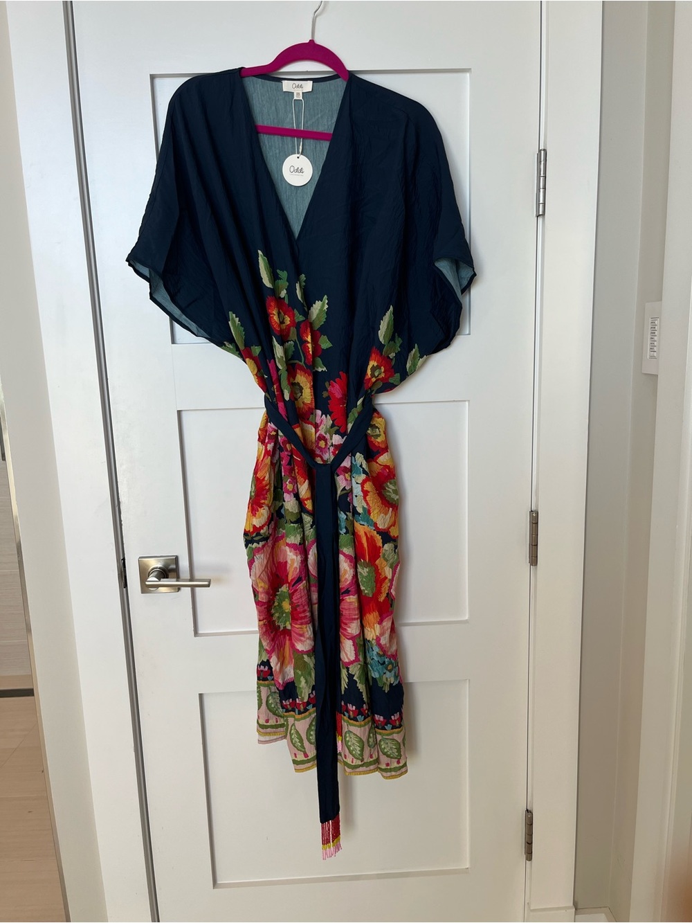 Oasis Floral Navy Tie-Waist Swim Coverup